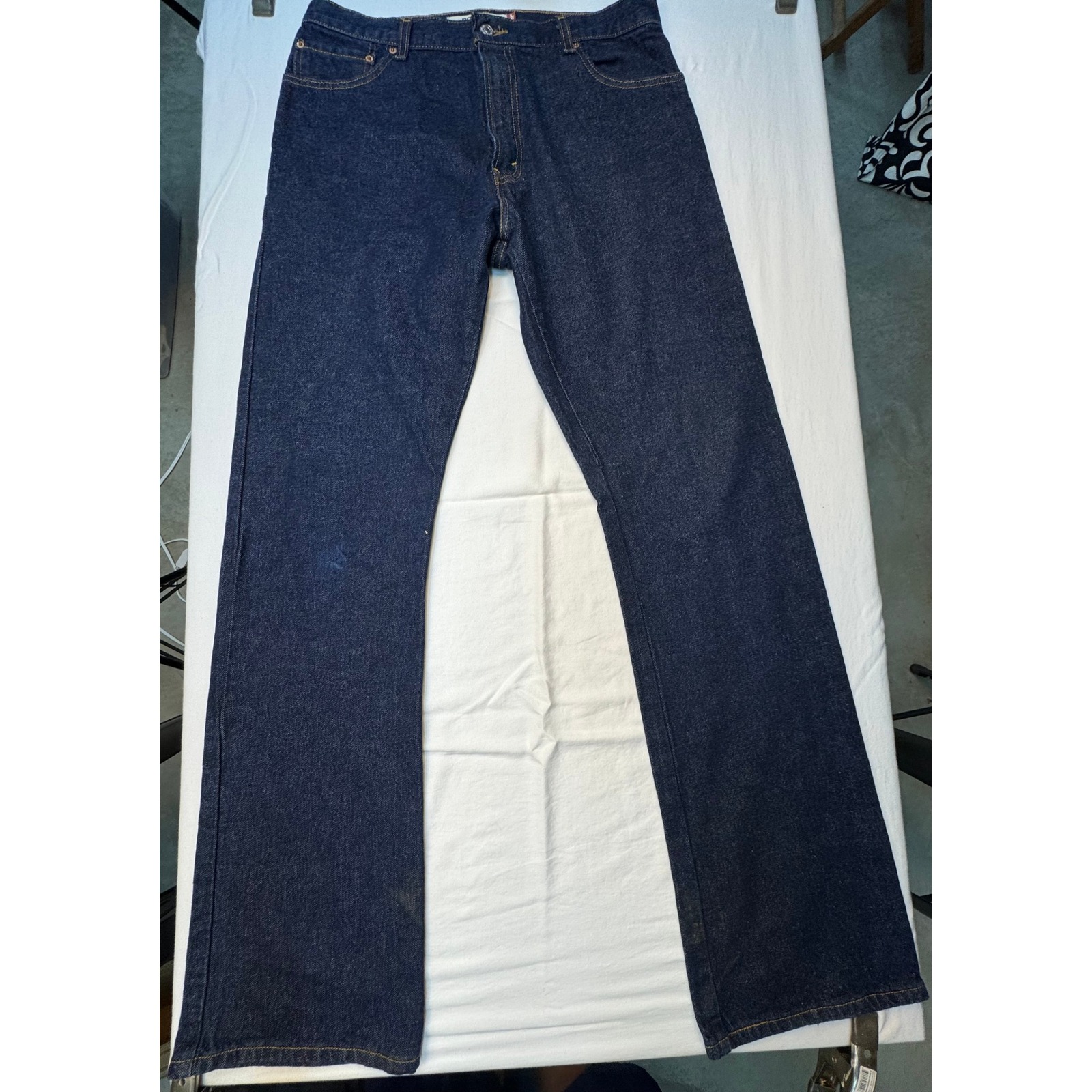 Levis 517 Bootcut Jeans Mens Dark Indigo Denim Orange Tab 34 Inseam